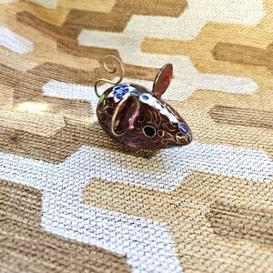 Vintage Cloisonne Enamel Mouse Trinket